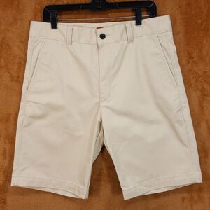 HUGO BOSS Chino Shorts Mens 32 Tan Flat Front Stretch 10" DARIK $98